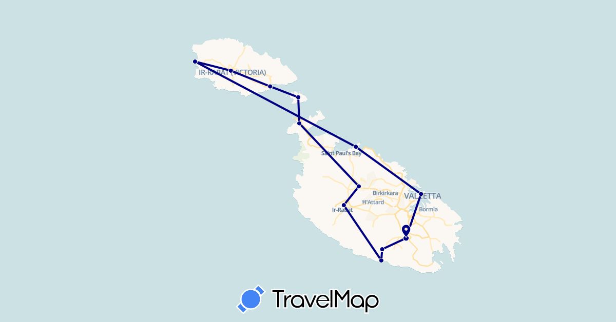 TravelMap itinerary: driving in Malta (Europe)